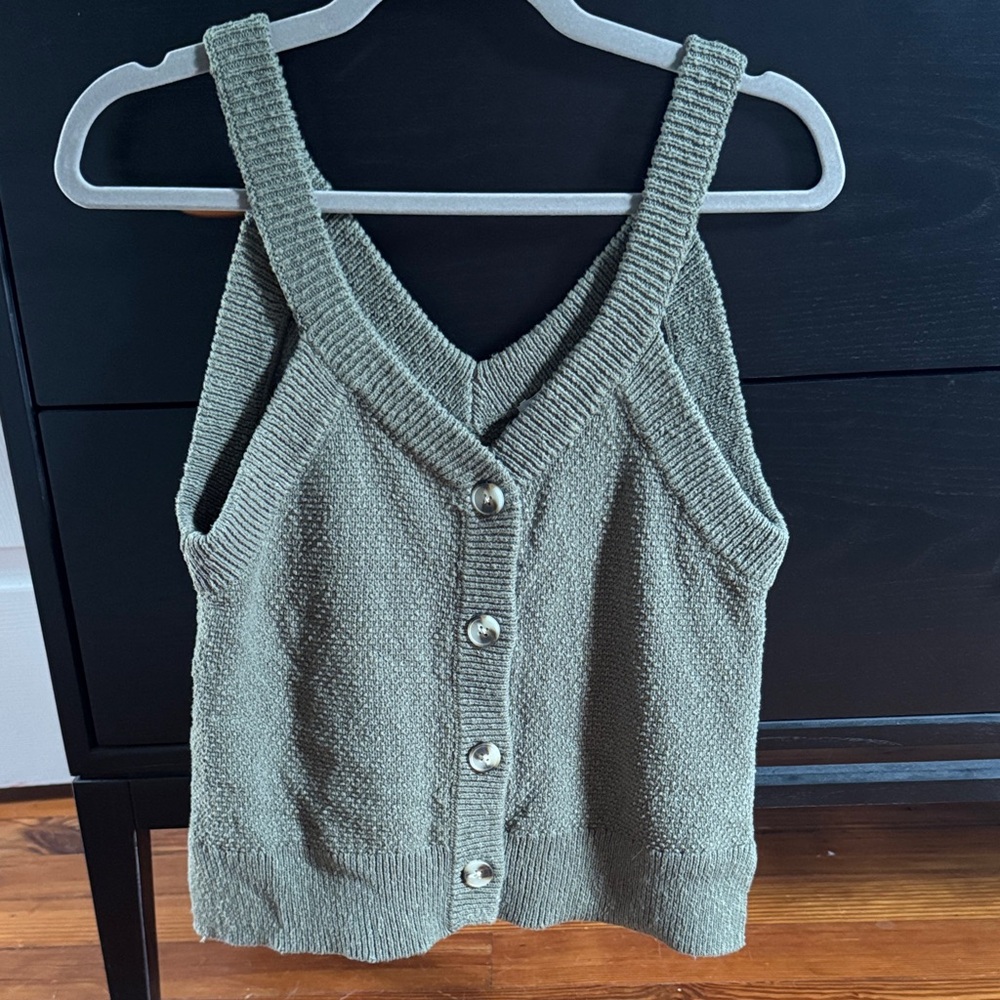Madewell Sage Green Button-Up Tank Top